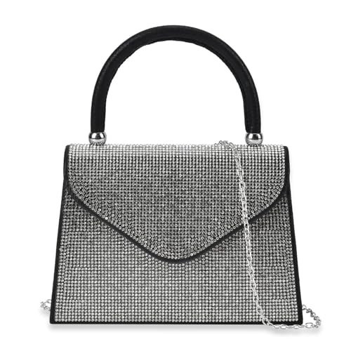 Shop LC Sparkling Black Clutch Bag with Handle Drop & 46.45 Chain Strap | Amazon (US)