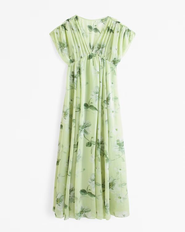 Dolman Sleeve Flowy Maxi Dress | Green Floral Dress | Sage Green Dress | Abercrombie & Fitch (US)