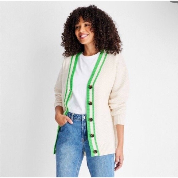 Future Collective Kahlana Barfield Ivory Cardigan Sweater Oversized Sz XS NWT’s | Poshmark