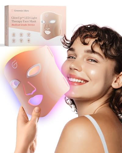 Groomie GlowUp LED Light Therapy Face Mask - Red, Amber, Blue, Purple & Infrared - 6 Light Modes for At-Home Skin Care | Amazon (US)