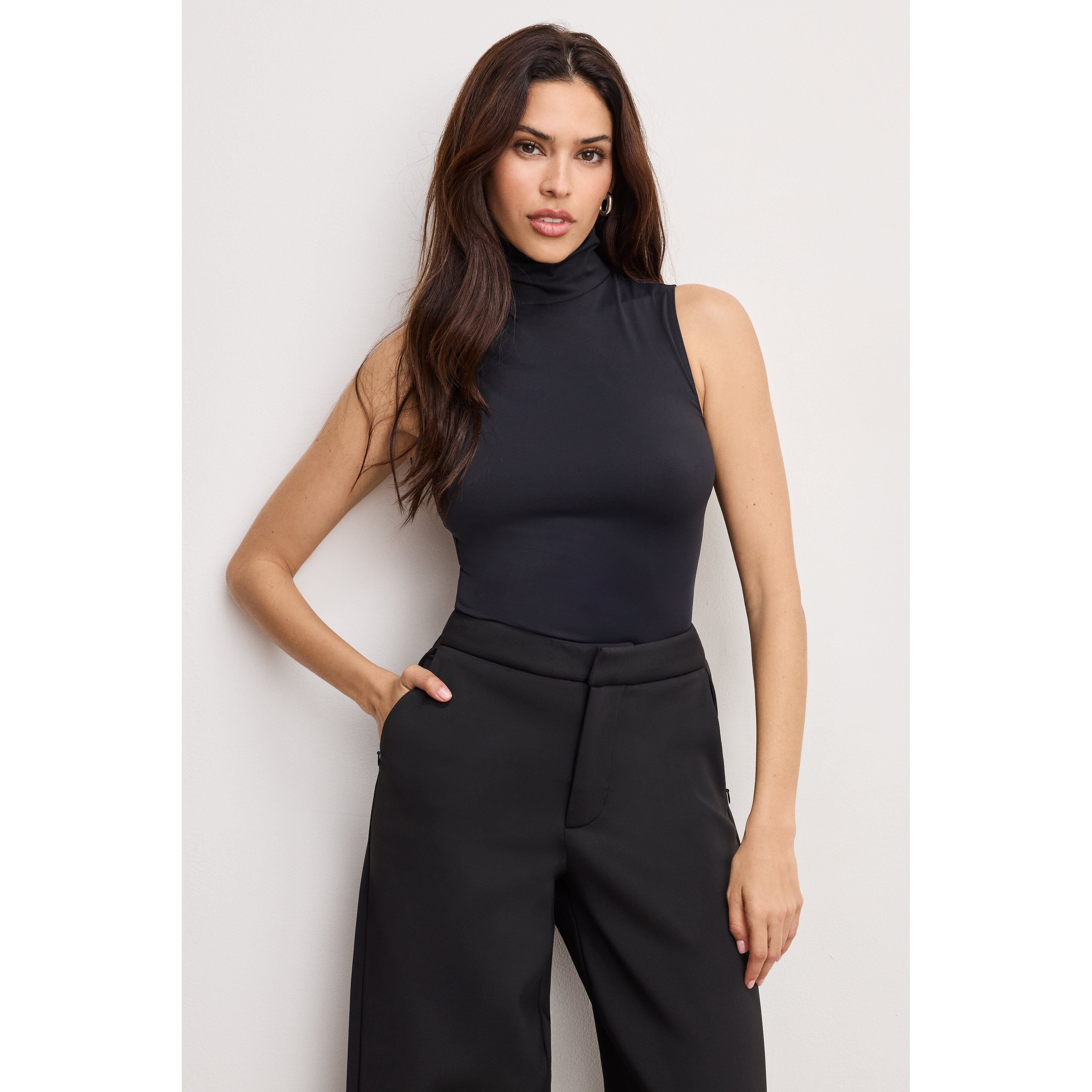 Women's Weightless Scuba Mock Neck Bodysuit | Black, Size Large | Good American by Khlo� Kardashian | Good American