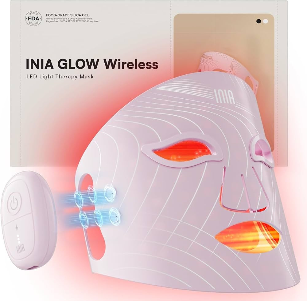 INIA GLOW Wireless Red Light Therapy Mask for Face, 850nm NIR, 272 LEDs | Amazon (US)