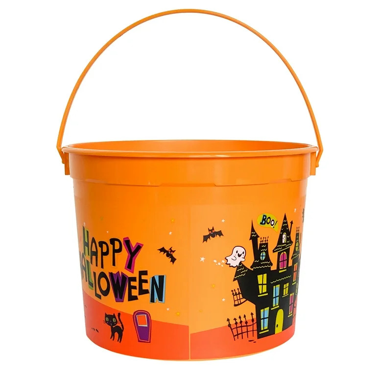 Haunted House Trick-or-Treat Bucket, Orange, 5 qt, Halloween by Way To Celebrate | Walmart (US)