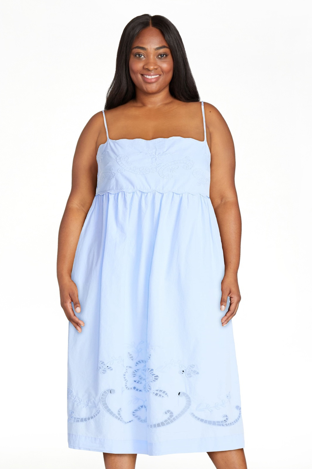Free Assembly Women’s Embroidered Cotton Midi Dress, Sizes XS-XXL | Walmart (US)