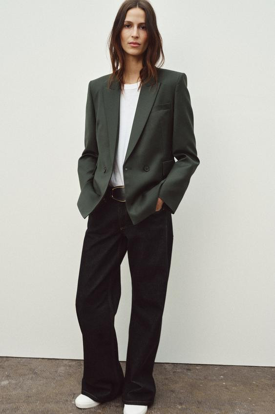 ZW COLLECTION DOUBLE-BREASTED WOOL BLEND BLAZER | Zara US