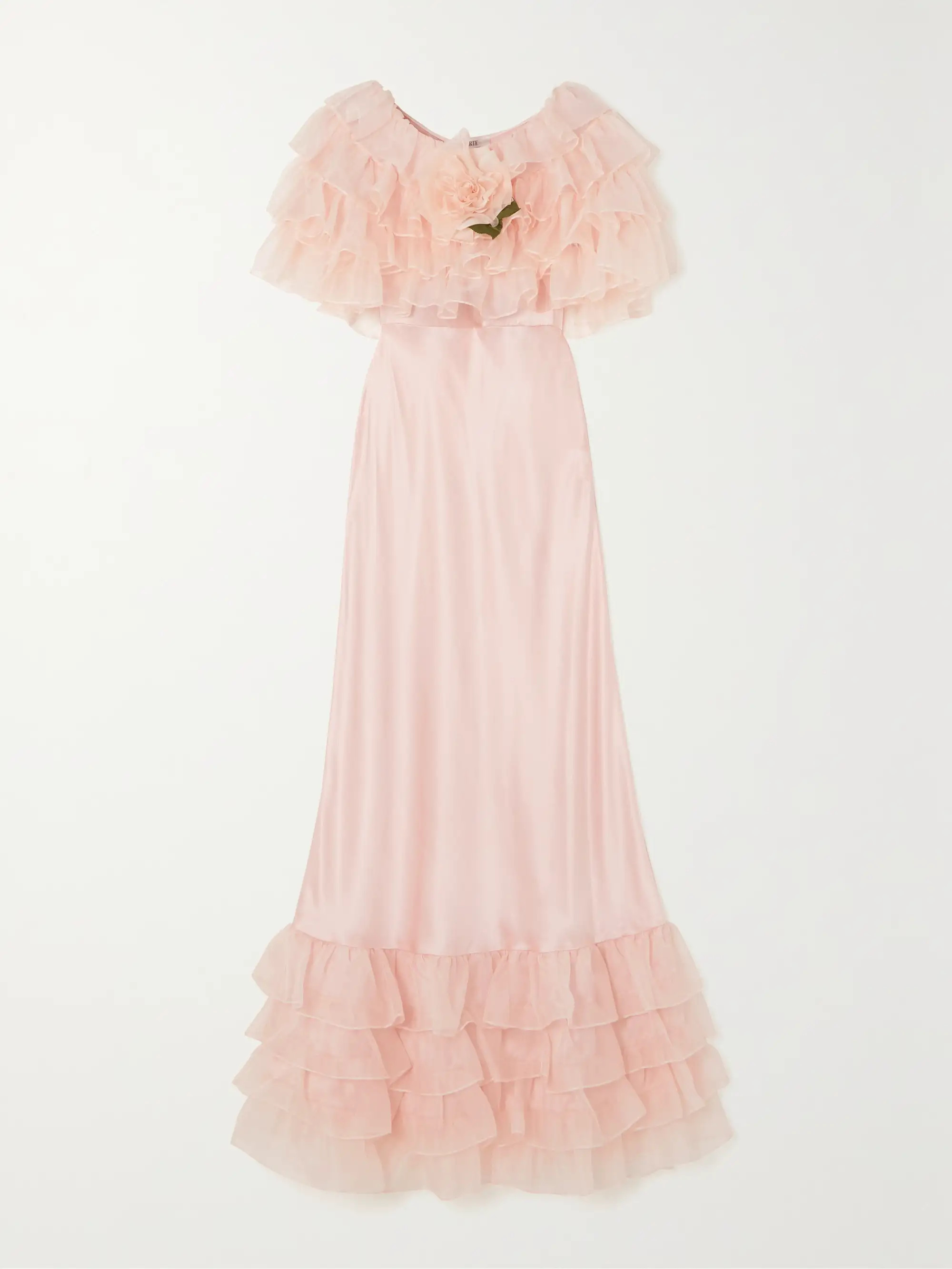 Appliquéd ruffled silk-organza maxi dress | NET-A-PORTER (US)