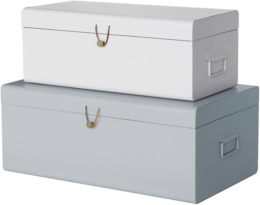 American Atelier Daven Decorative Metal Box Trunks | Set of 2 | Vintage Style Storage with Loop C... | Amazon (US)