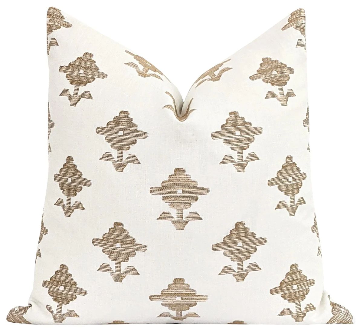 Rubia Embroidery Ivory Floral Throw Pillow | Land of Pillows