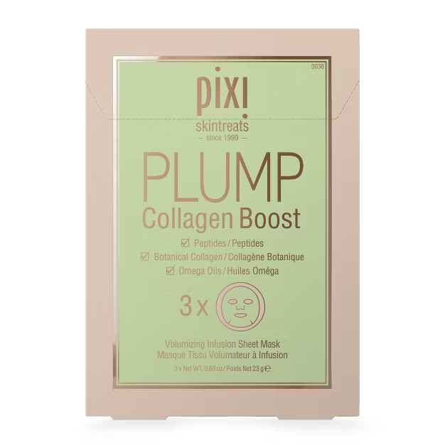 Pixi by Petra PLUMP Collagen Boost Volumizing Face Sheet Mask - 3ct - 0.8oz | Target