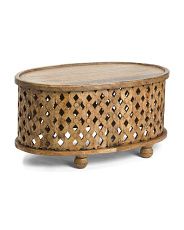 36x18 Carved Mango Wood Oval Coffee Table | TJ Maxx