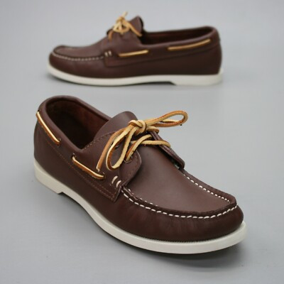 Minnetonka Ladies 7.5 Brown Leather Moccasin Loafers Slip on Boat Dock Shoes | eBay US