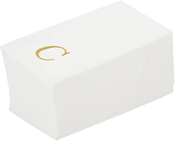Luxenap 15.8 X 7.9 Inch Linen-Feel Guest Towels, 50 Lettered Hand Towels - Gold Letter 'C', Sans Serif Font, White Paper Dinner Napkins, airlaid, For Restrooms And Tables - Restaurantware | Amazon (US)