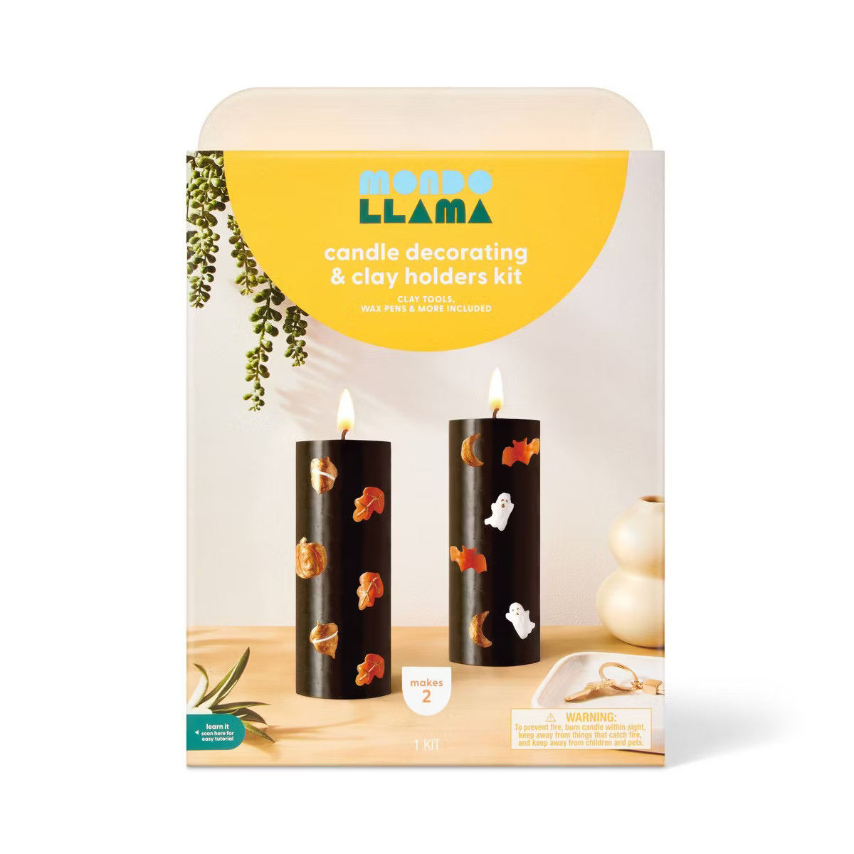 2ct Halloween Craft Pillar Candles Decorating Kit - Mondo Llama™ | Target