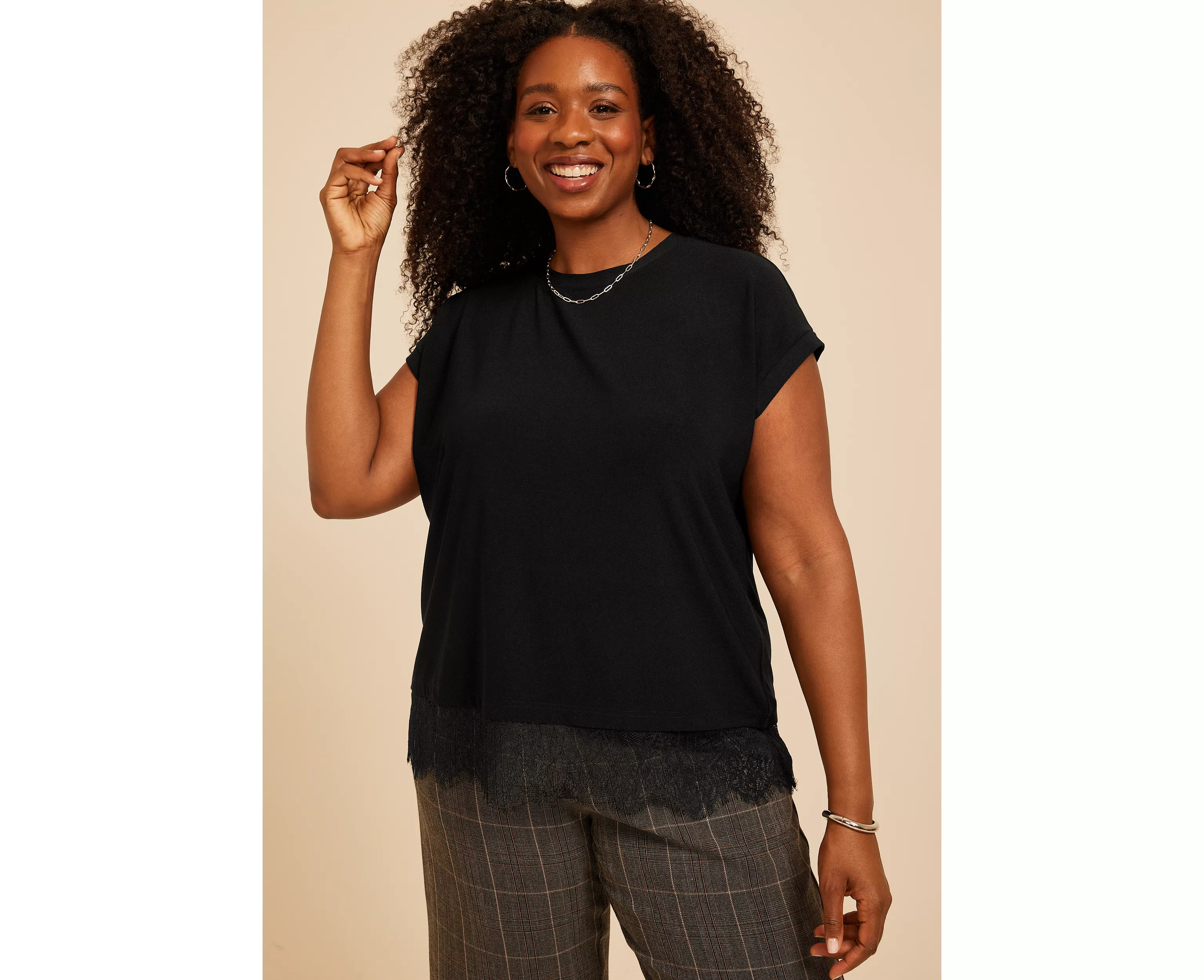 Plus Size Studio Y Lace Hem Top | maurices | Maurices