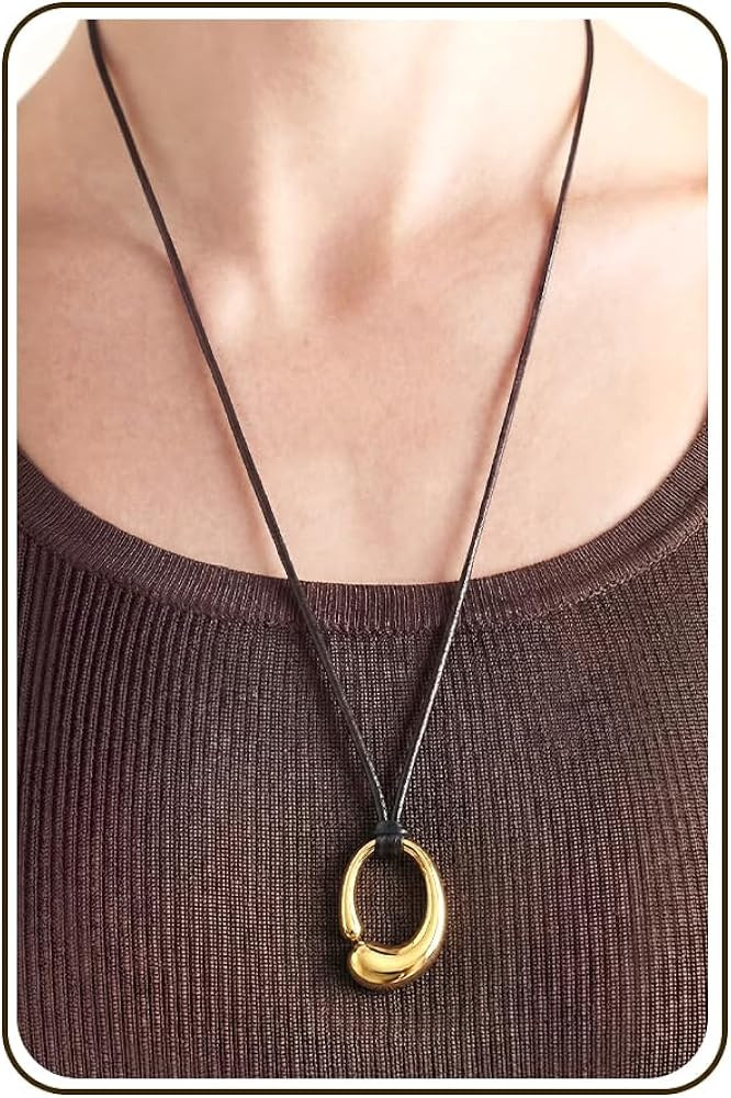 Krfy Chunky Gold Statement Pendant Necklaces for Women 16k Gold Silver Plated Long Necklace with ... | Amazon (US)
