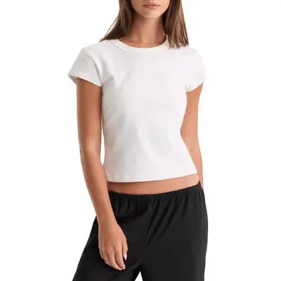 Good American The Cap Sleeve Tee in White001 at Nordstrom, Size X-Large | Nordstrom