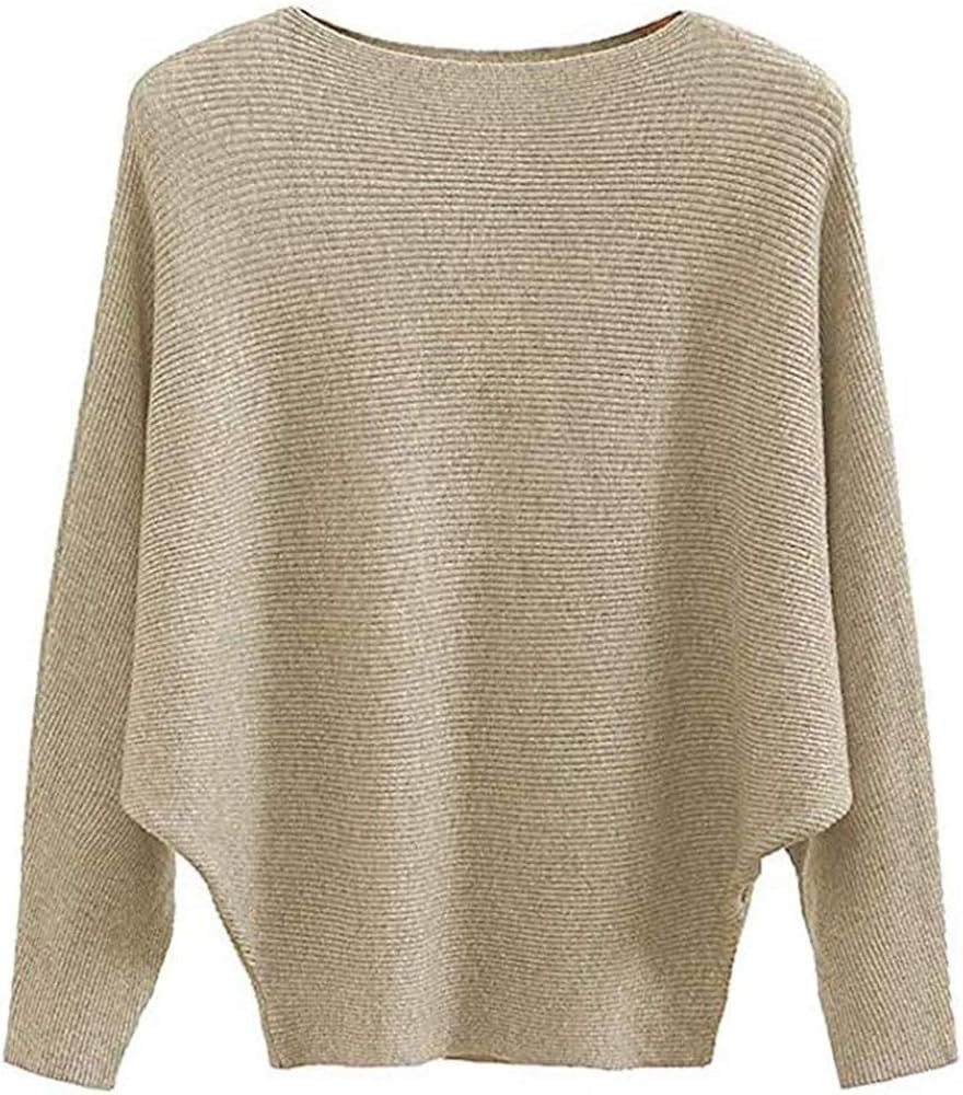EDSTAR Boat Neck Batwing Sleeves Dolman Knitted Sweaters Autumn/Winter Pullovers Tops for Women K... | Amazon (US)
