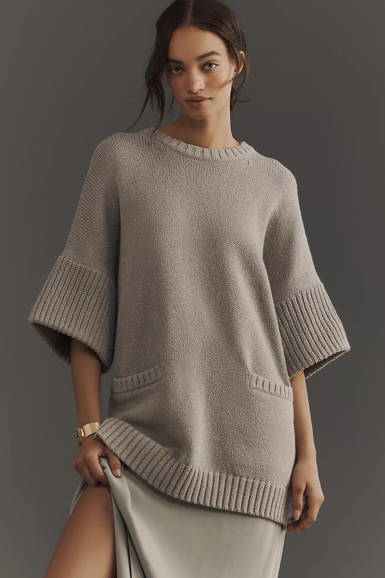 Pilcro Oversized Short-Sleeve Sweater Tunic | Anthropologie (US)