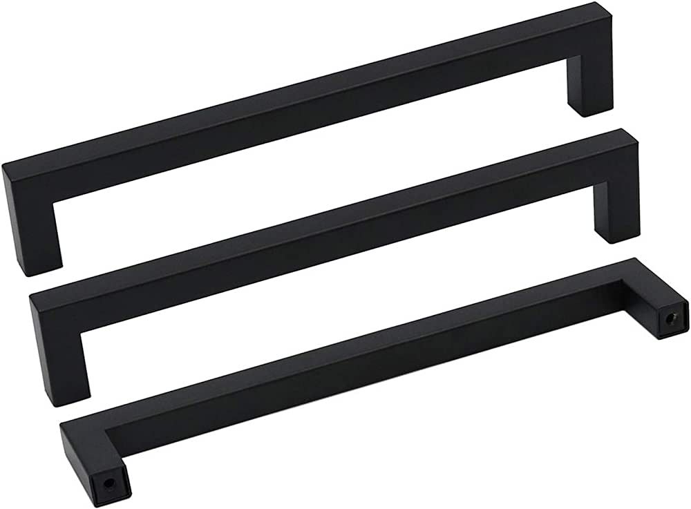 goldenwarm Black Pulls for Cabinets Kitchen Door Drawer Hardware Flat Square Bar Pulls, LSJ12BK19... | Amazon (US)