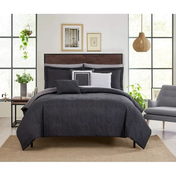 Mainstays Gray Textured Bed in a Bag, King, 10-Piece - Walmart.com | Walmart (US)
