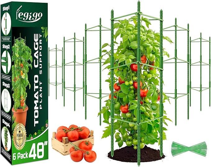 6-Pack Tomato Cage for Garden Plant Support- Up to 48inch Garden Stakes Tomato Cage, Tomato Trell... | Amazon (US)