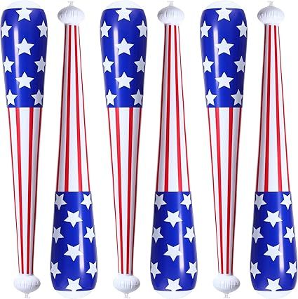6 Pack Baseball Bat Inflates, 33 Inch Inflatable Flag Pool Toys, Carnival Prizes American Flag In... | Amazon (US)