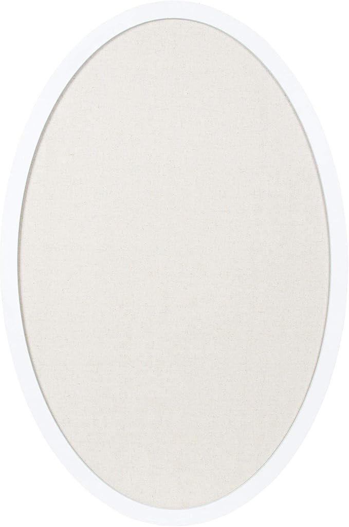 Kate and Laurel Holbrook Farmhouse Framed Oval Fabric Pinboard, 24 x 36, White, Decorative Bullet... | Amazon (US)