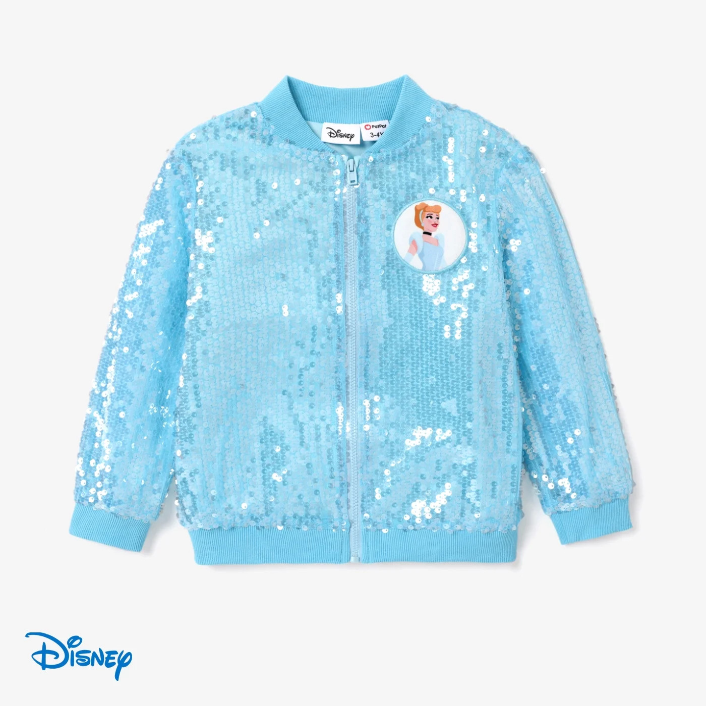 Disney Princess Toddler Girls Bomber Jacket Aurora Belle Cinderella Jasmine Sequin Zip Up Coat Ja... | Walmart (US)