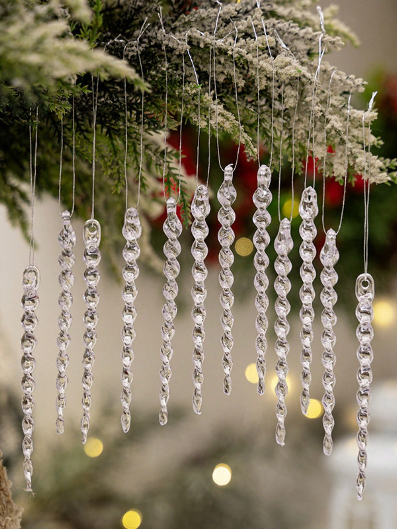 12/6 piezas de adorno creativo de Navidad de barra de hielo transparente simulada, adorno de acr... | SHEIN