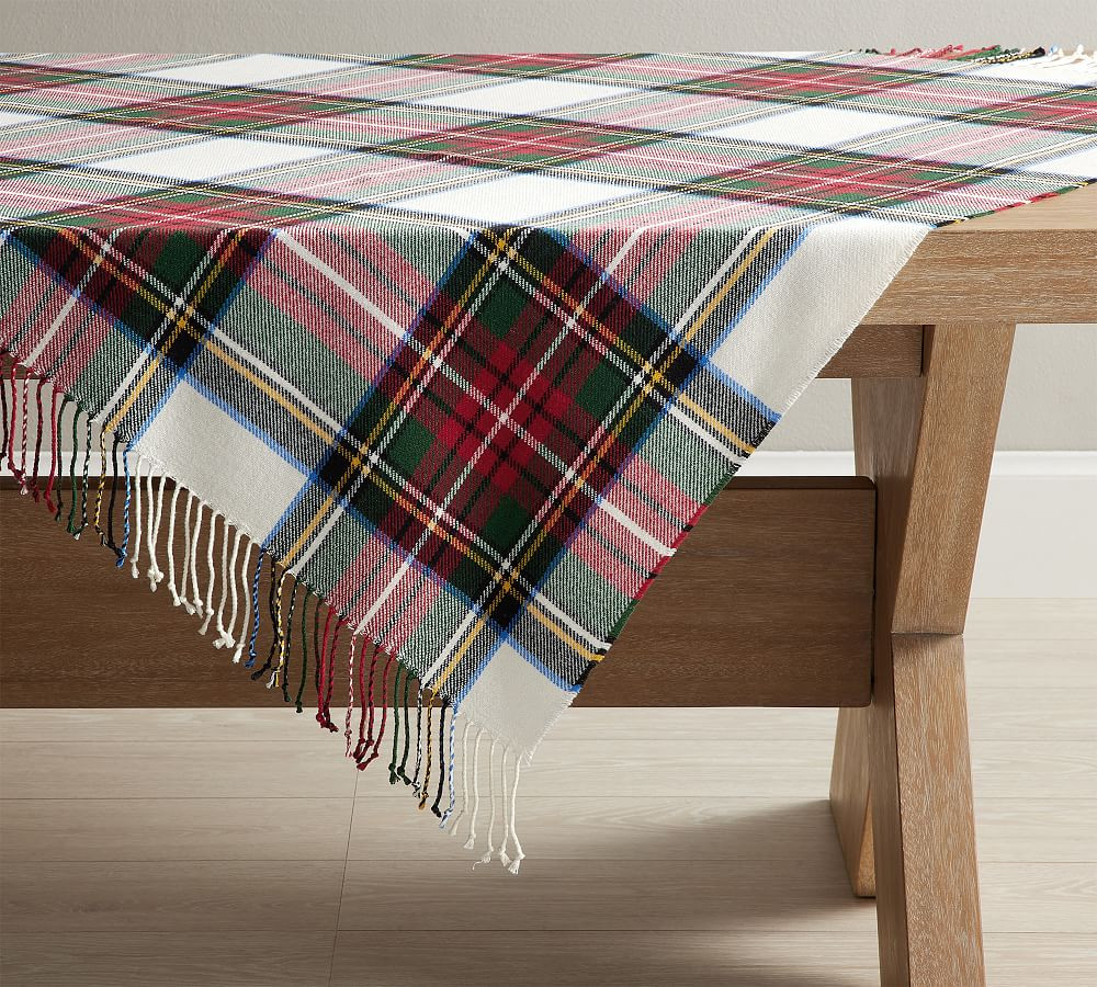 Stewart Plaid Tassel Acrylic Table Throw | Pottery Barn (US)
