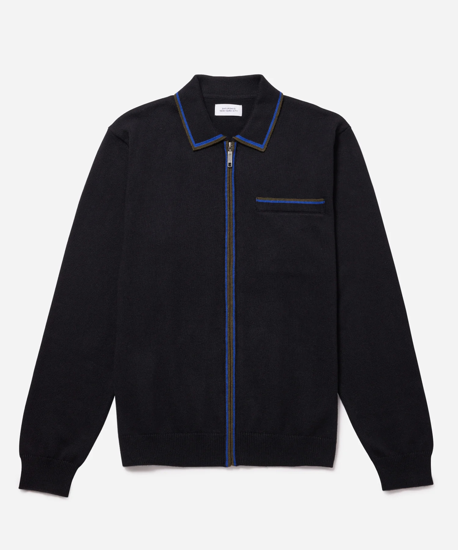 Saji Zip Polo Sweater Black | Saturdays Surf LLC