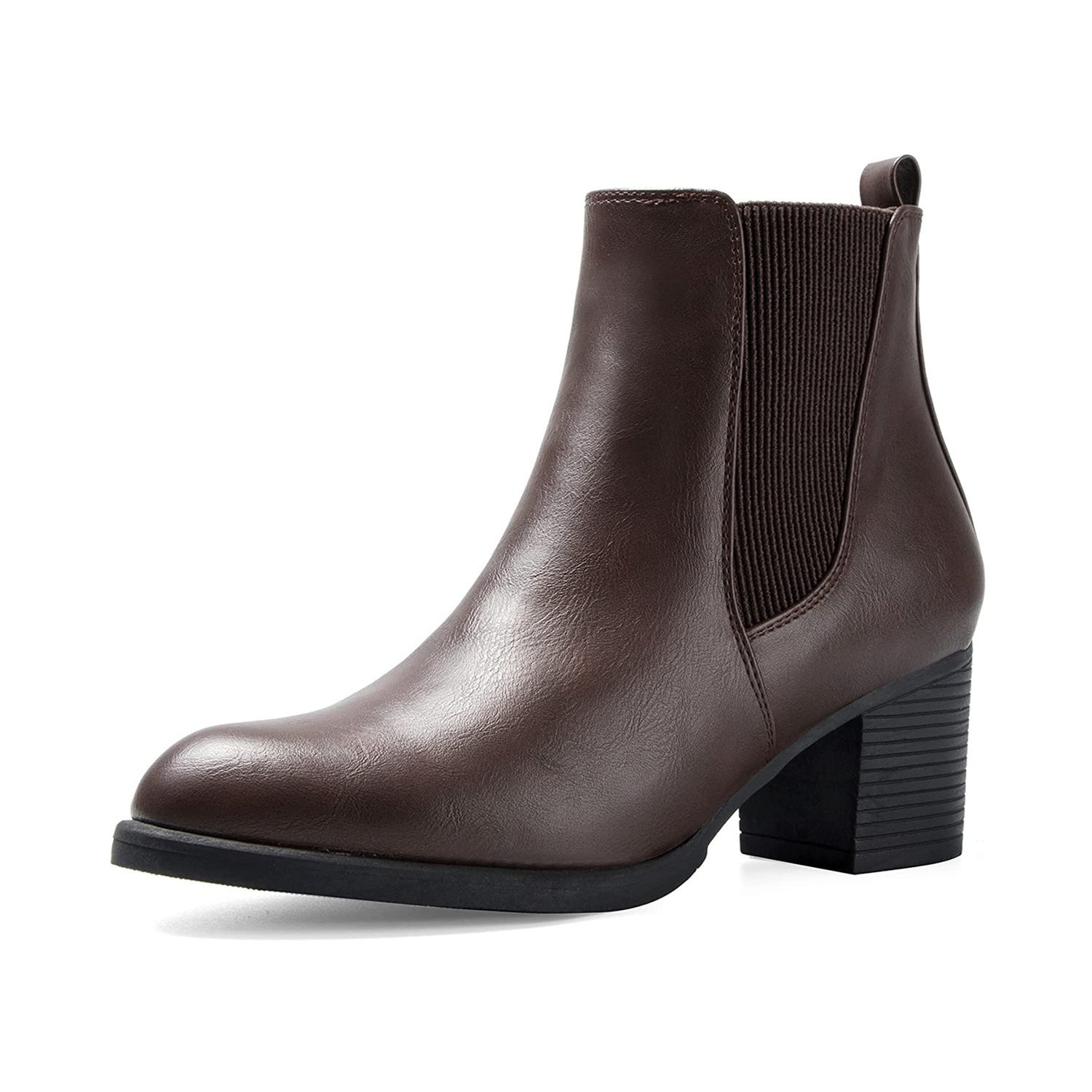 Mysoft Women Dark Brown Chelsea Boots Female Chunky Heel Ankle Booties | Walmart (US)