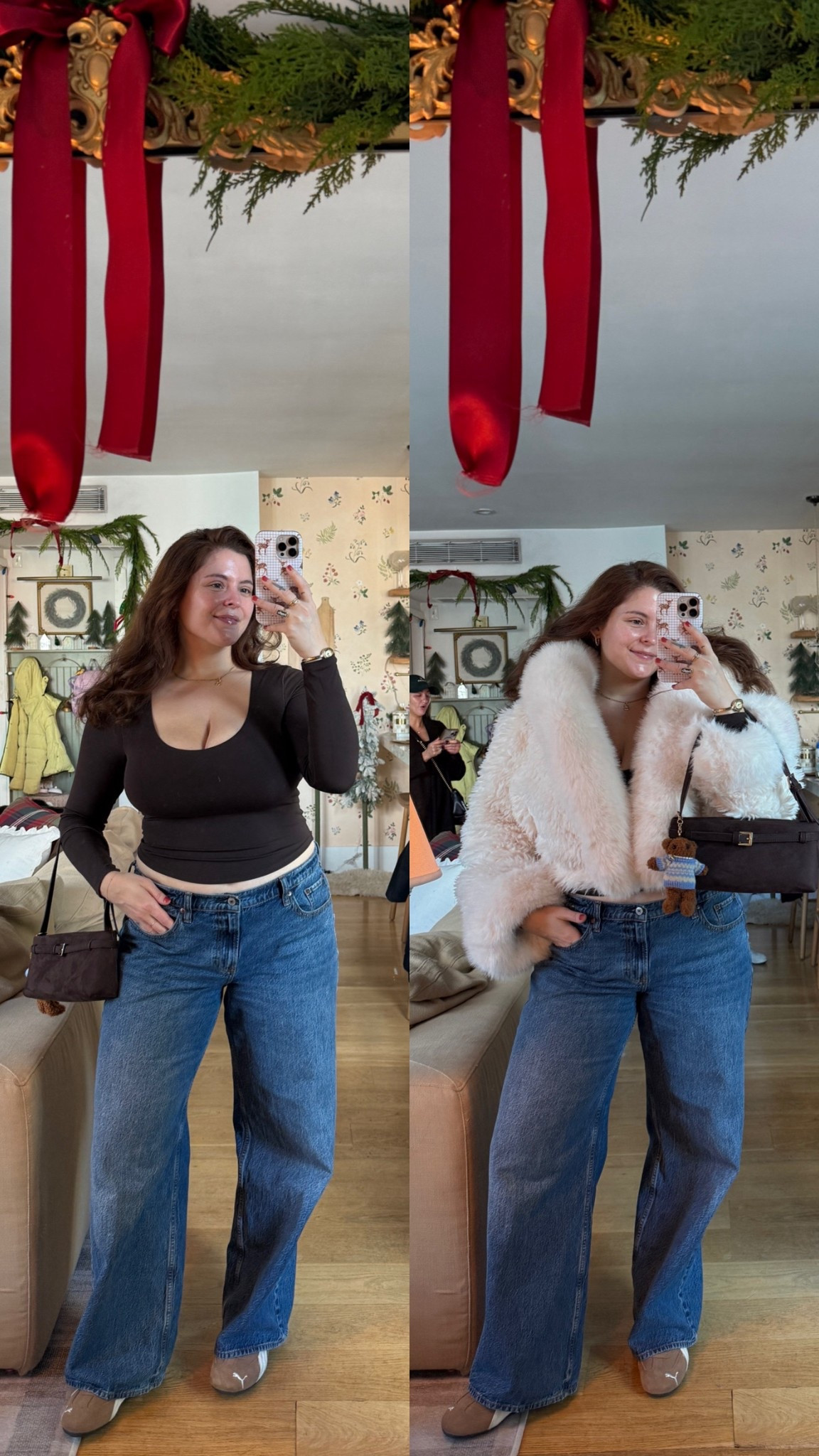 Aerie scoop neck brown long sleeve top
Miss circle white faux fur jacket
Abercrombie bow embroidered jeans
Puma speed cat OG

#LTKHoliday #LTKGiftGuide #LTKMidsize