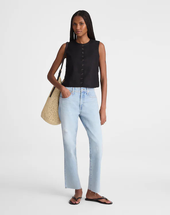 Button-Front Shell Top in 100% Linen | Madewell