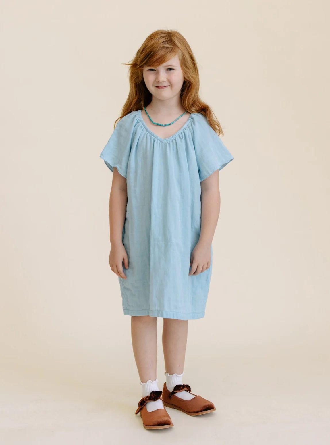 Mae Cotton Gauze House Dress in Sky | La Paloma