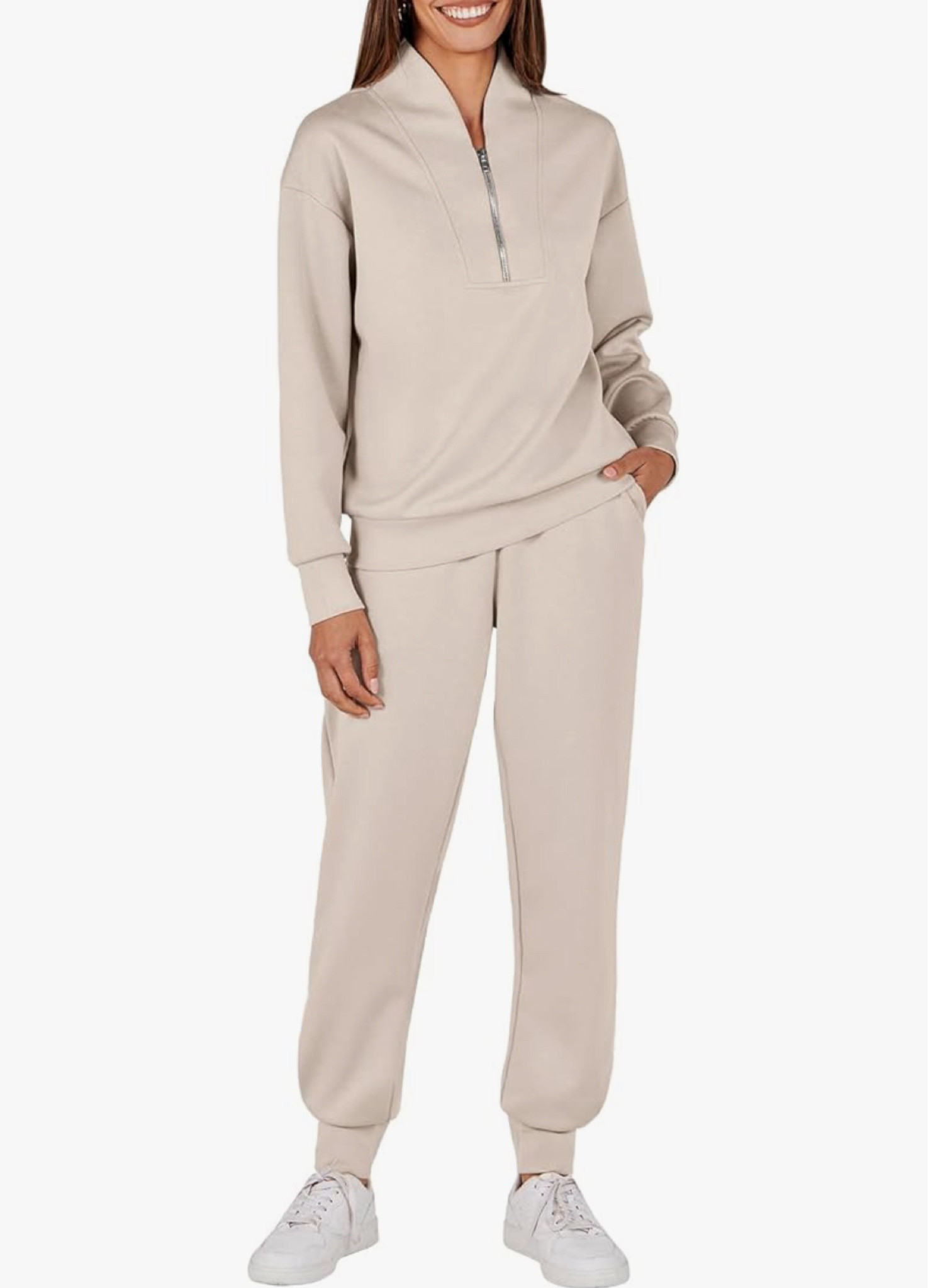 Super comfy and elevated look. Women's 2 Piece Outfits Sweatsuit Half Zip Sweatshirt Jogger Sweatpant Trendy 2025 Fall Lounge Set Tracksuit Clothes

#LTKSaleAlert #LTKTravel #LTKActive