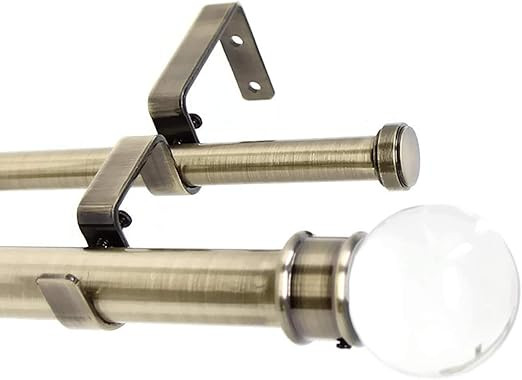 Urbanest Crystal Ball Manhattan 1" 5/8" Double Drapery Curtain Window Rod Set - 84" to 120", Anti... | Amazon (US)