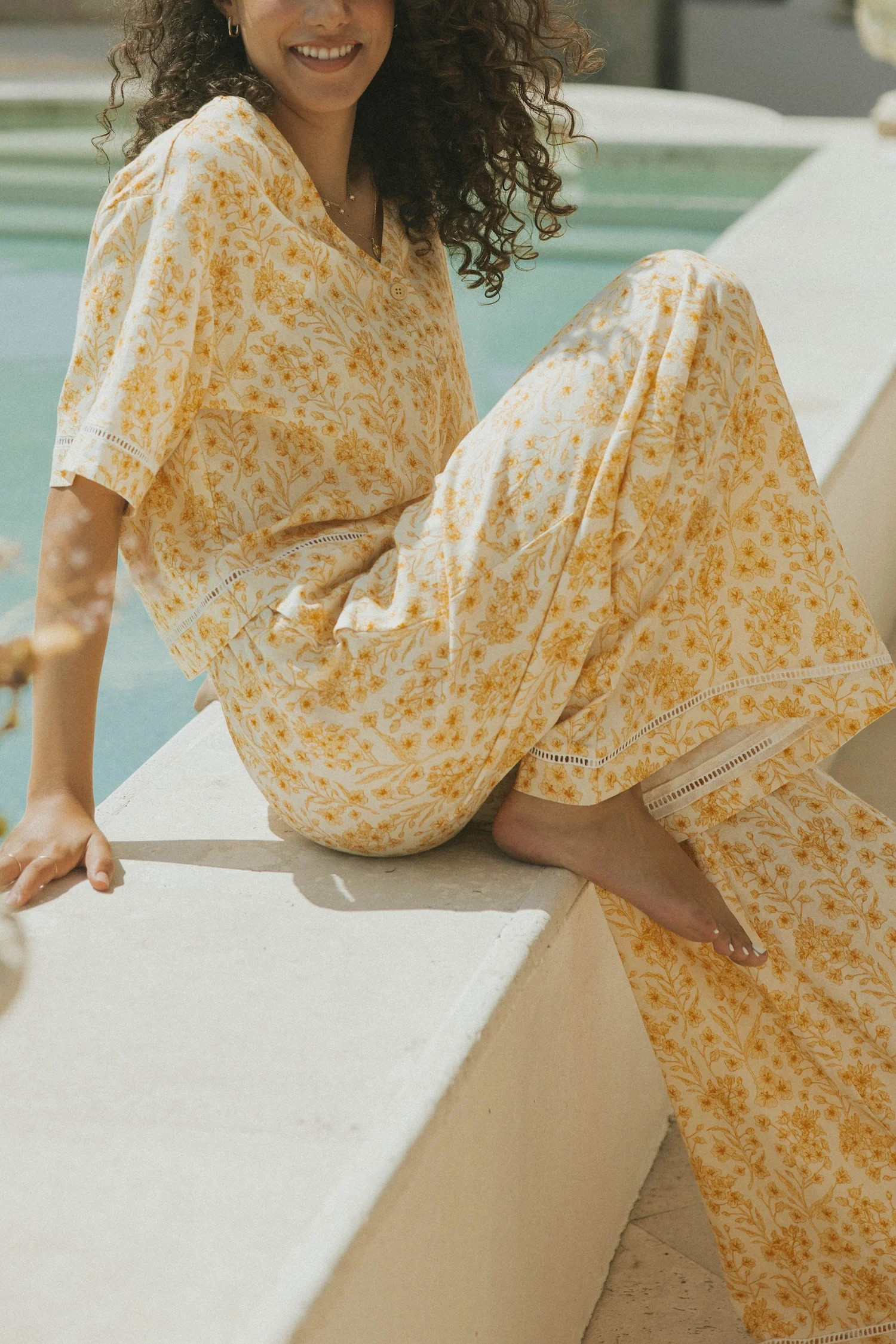 Clara Floral Wide-Leg Pant | Honeysuckle | Altair The Label