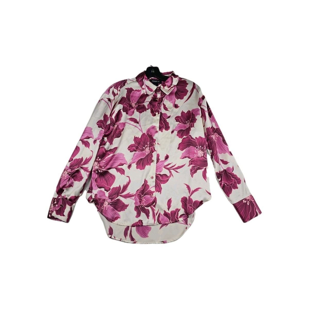 Pre-loved PartnerBailey 44 Women's Size Small Floral Button Up Blouse Top Pink White | eBay US