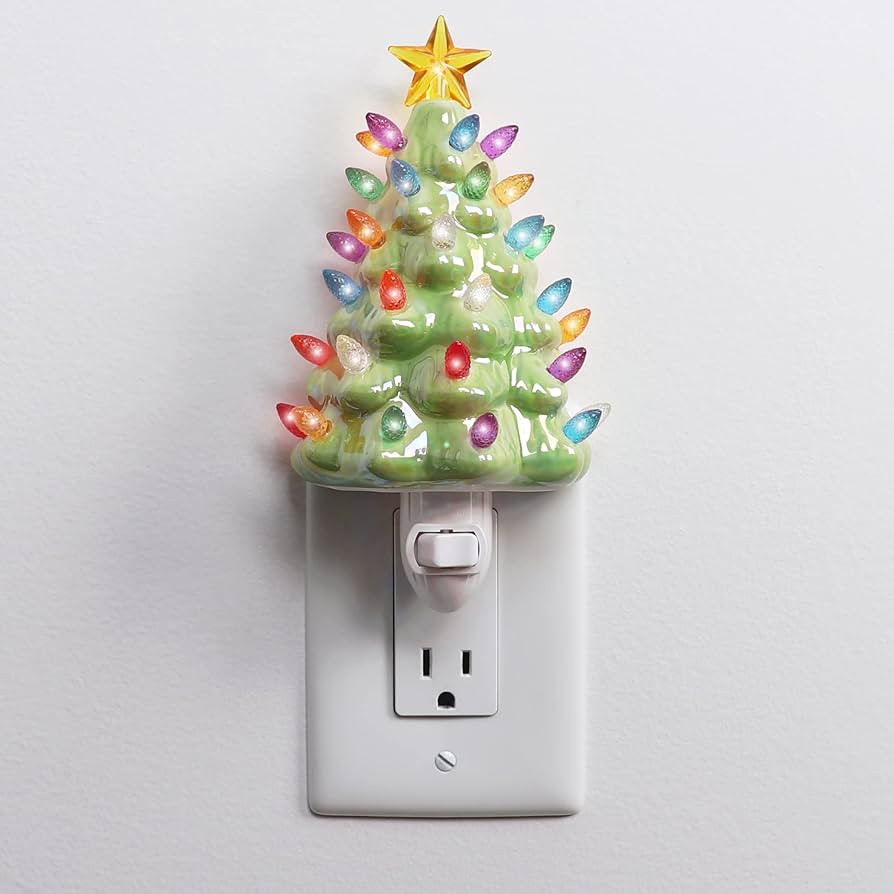 Milltown Merchants Ceramic Christmas Tree Night Light - Plugin Christmas Tree with Lights - Light... | Amazon (US)