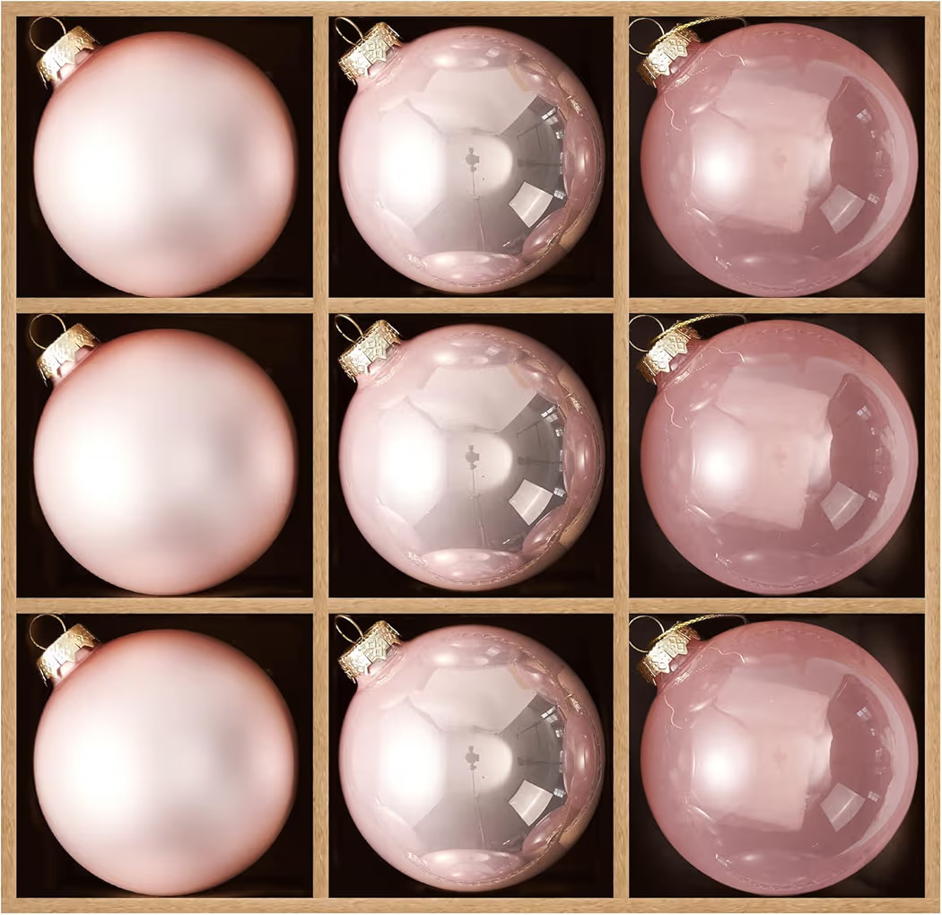 DN DECONATION Christmas Tree Decorations Ball, Pink Glass Christmas Ball Ornaments Set of 9, 3.14... | Amazon (US)