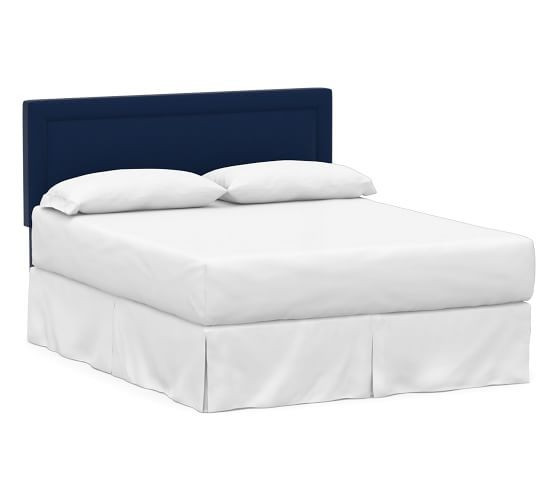 Elliot Square Upholstered Headboard, Full, Performance Everydayvelvet™ Navy | Pottery Barn (US)
