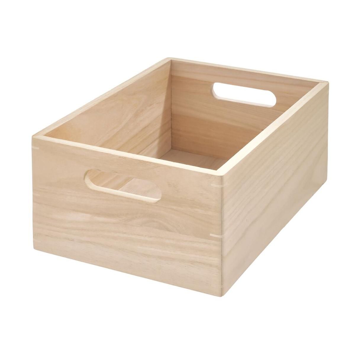 THE HOME EDIT Wooden Large All-Purpose Bin Sand | The Container Store