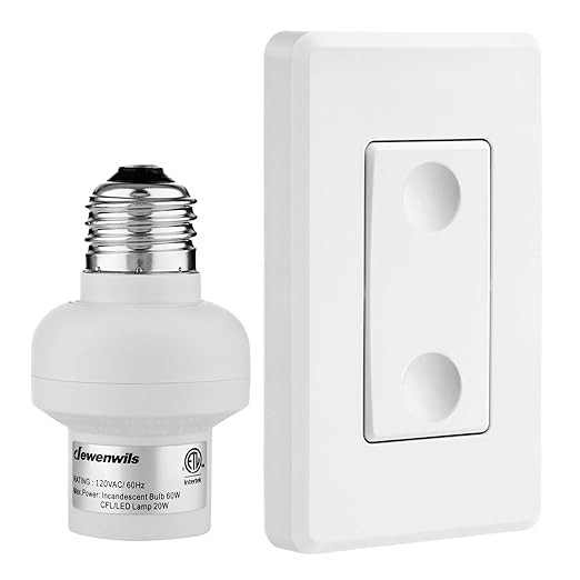 DEWENWILS Remote Control Light Lamp Socket E26 E27 Bulb Base Adapter, No Wiring, Wall Mounted Wir... | Amazon (US)