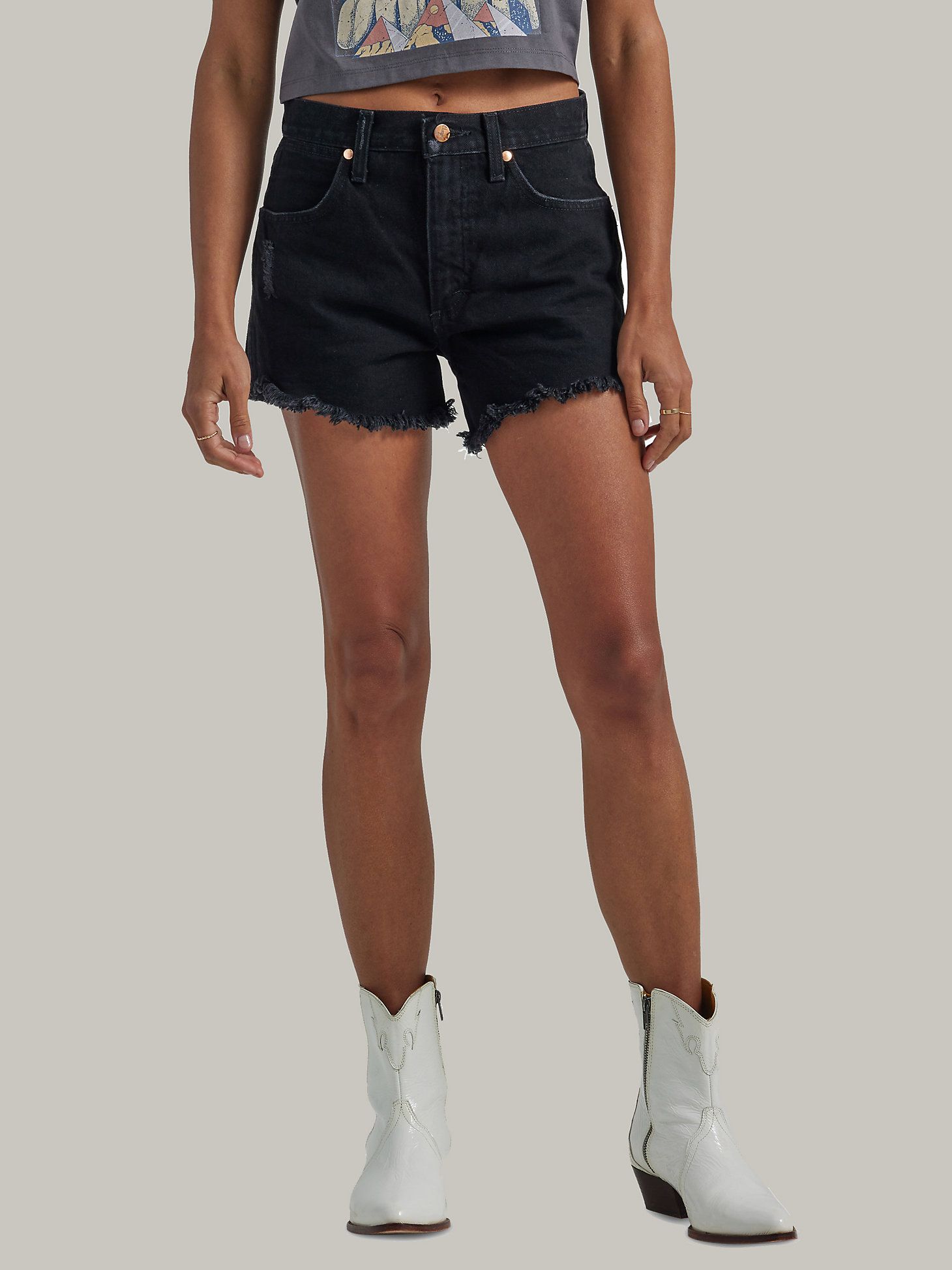 Womens Reworked Cutoff Short:Shadow Black:27 | Wrangler