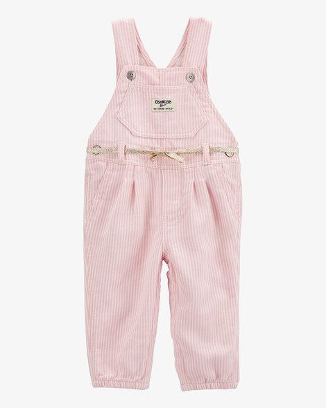 OshKosh B'gosh Baby Girls Knit Denim Hickory Stripe Overalls - Pink 9M Pink | Carter's Inc