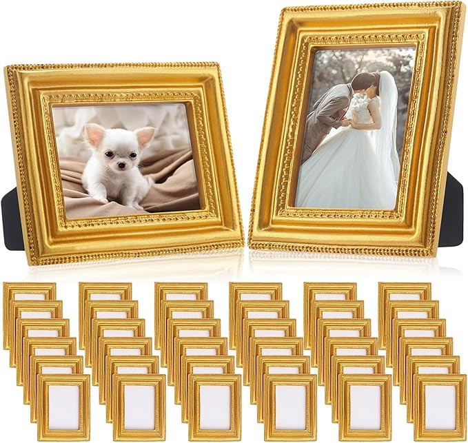 Qunclay 20 Small Frame Pack, Gold Black White Mini Vintage Frames, 2.5x3.5 Wallet Size Tiny Antiq... | Amazon (US)