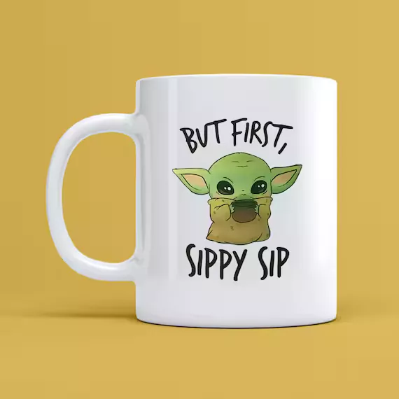 Baby Yoda Coffee Mug, Sippy Sip Mug, Baby Yoda Gift, Star Wars