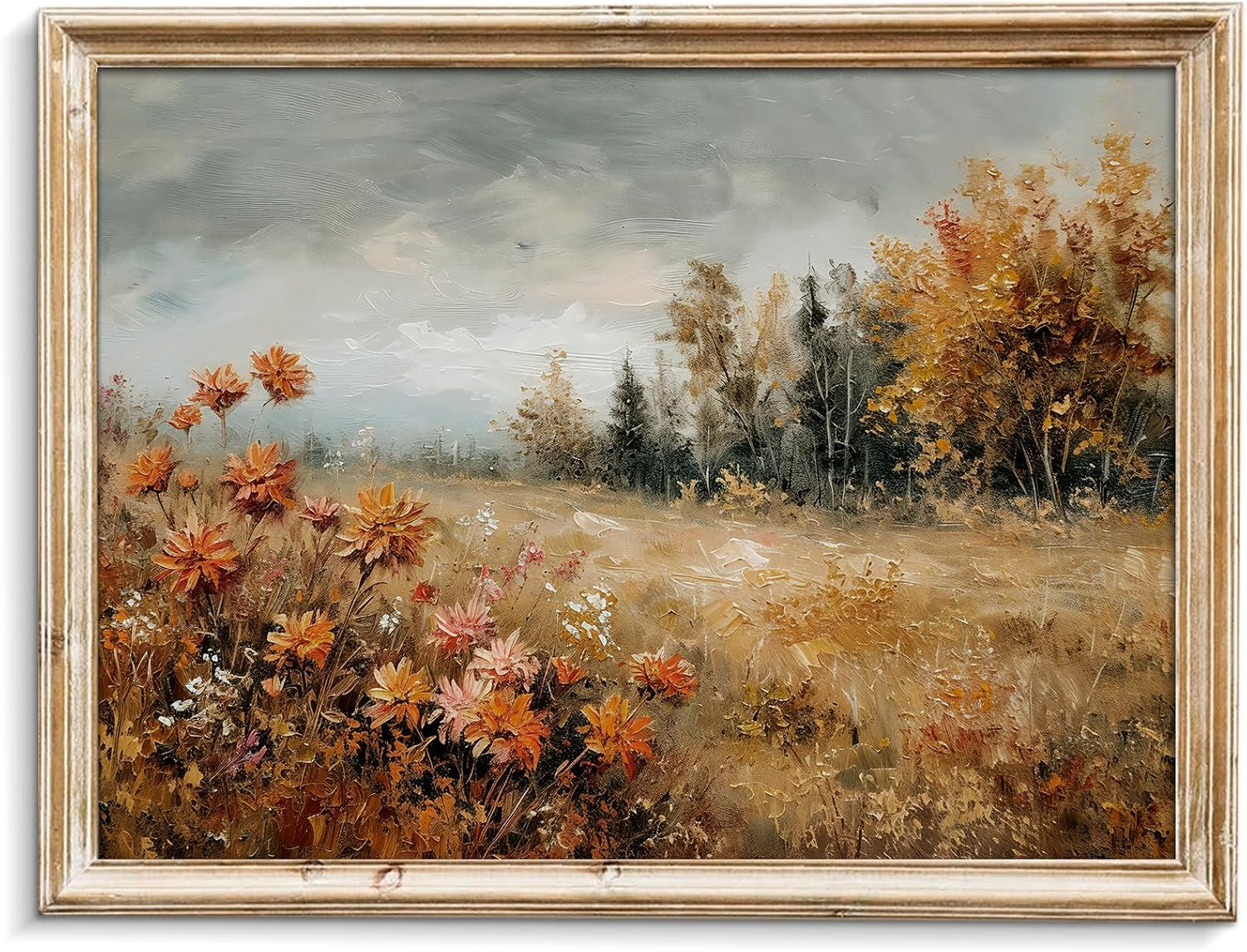 uniro Vintage Fall Landscape Wall Art, Wildflower Fall Canvas Art Print, Rustic Farmhouse Wall Decor Autumn Nature Scenery Prints Countryside Painting Picture Artwork for Bedroom Bathroom Kitchen Decor ( 8" x 10"-UNFRAMED) | Amazon (US)