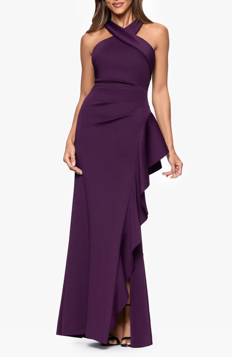 Ruffle Scuba Knit Gown | Nordstrom